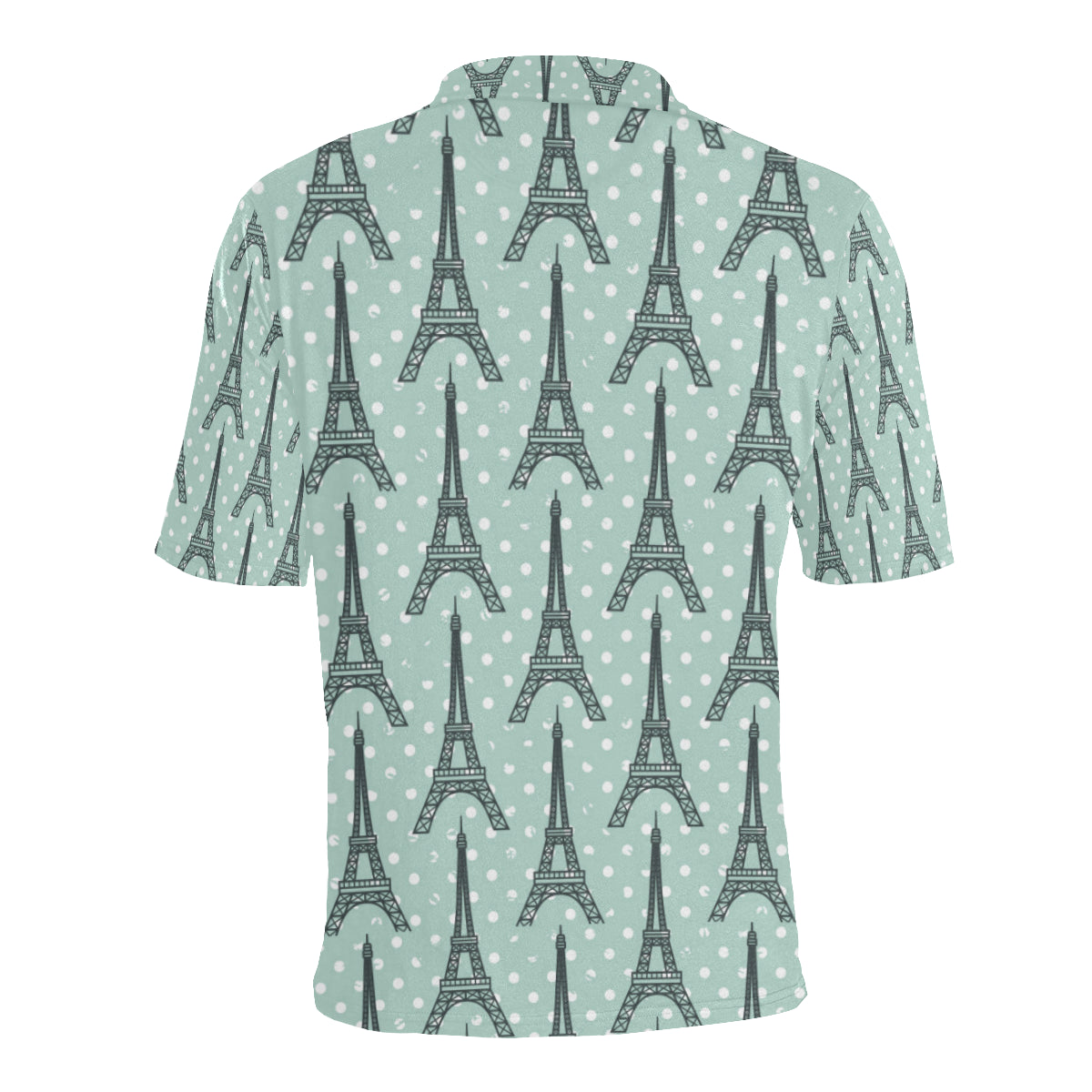 Eiffel Tower Polka Dot Print Men Polo Shirt