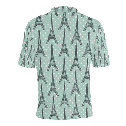 Eiffel Tower Polka Dot Print Men Polo Shirt