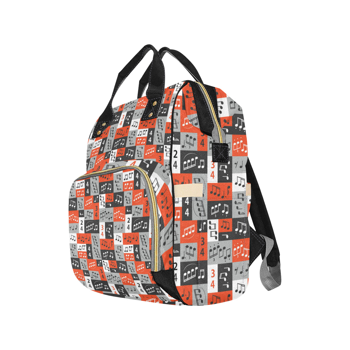 Music Note Design Themed Print Diaper Bag Backpack