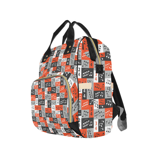 Music Note Design Themed Print Diaper Bag Backpack