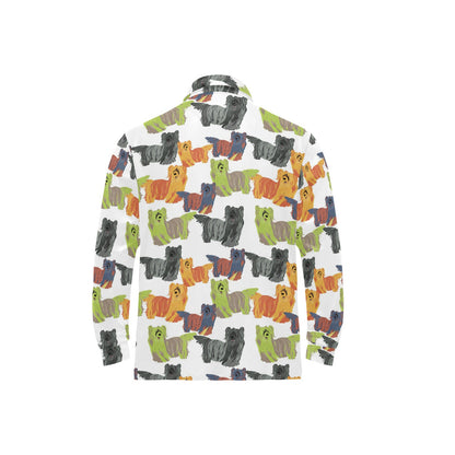 Skye Terriers Print Design LKS301 Long Sleeve Polo Shirt For Men's