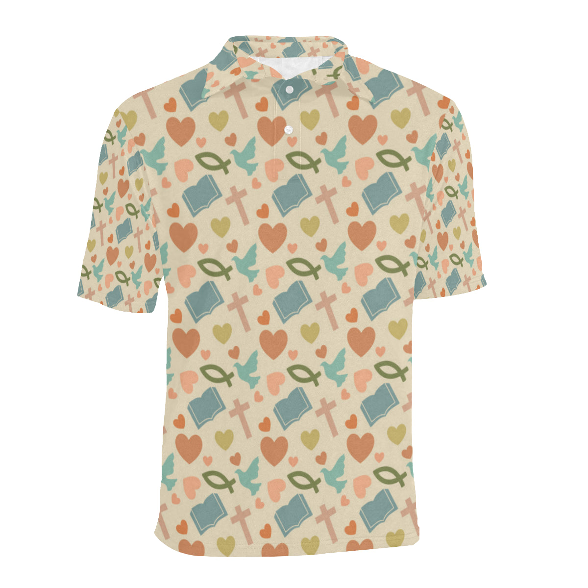 Christian Symbol Pattern Men Polo Shirt