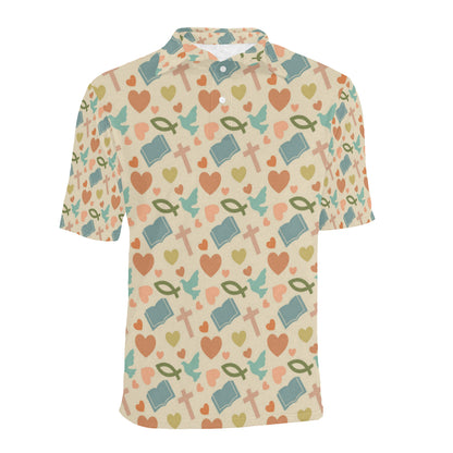 Christian Symbol Pattern Men Polo Shirt