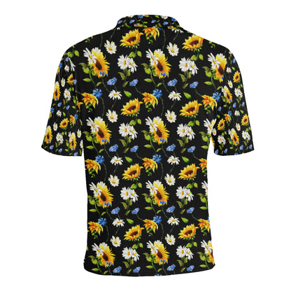 Sunflower Chamomile Bright Color Print Men Polo Shirt
