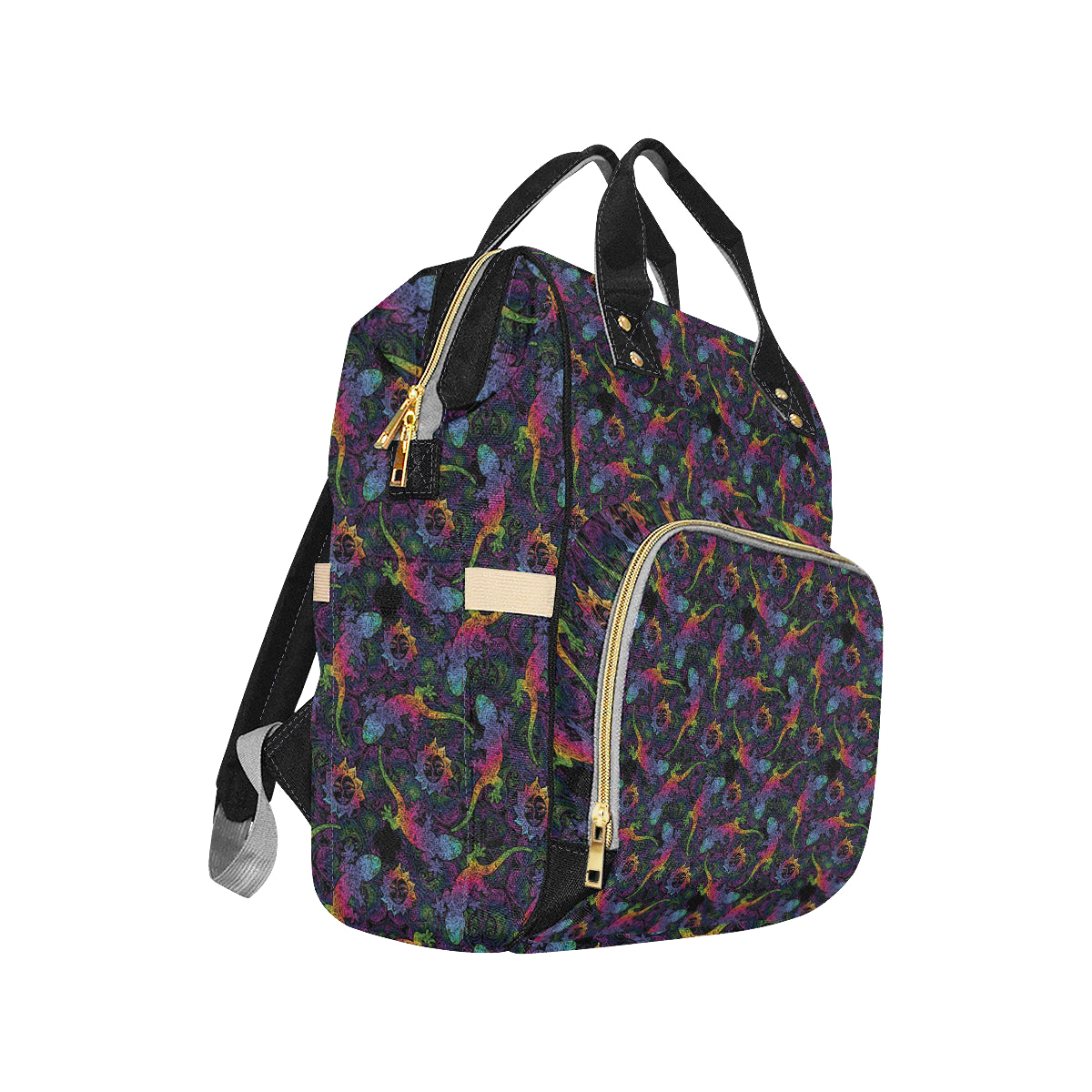 Gecko Rainbow Pattern Print Design 03 Diaper Bag Backpack