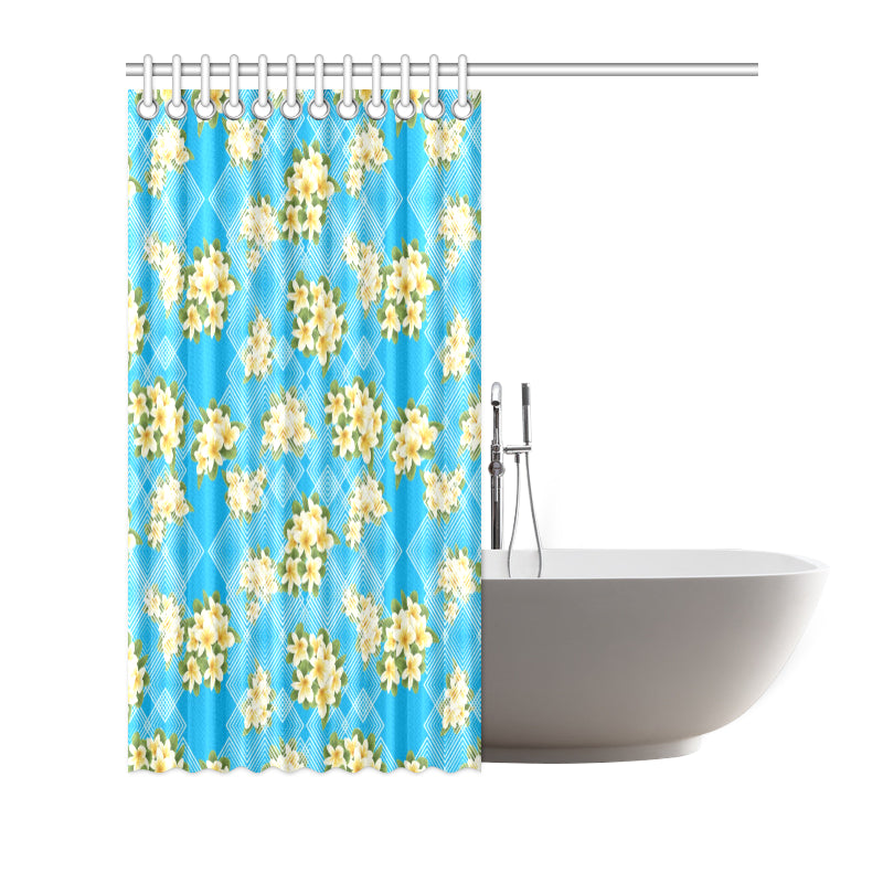 Yellow Plumeria Design Print Pattern Shower Curtain