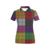 Houndstooth Colorful Pattern Print Design 01 Women's Polo Shirt