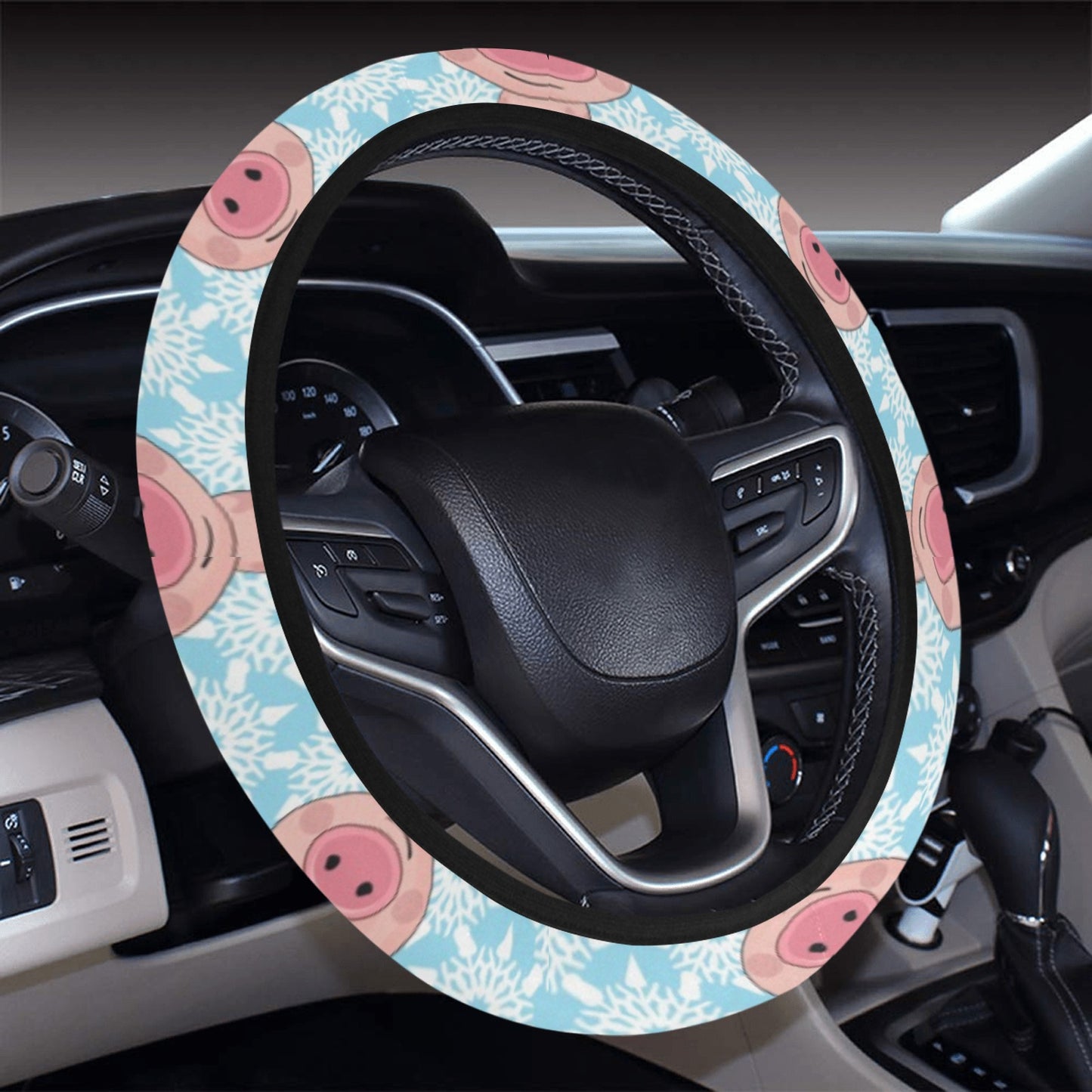 Pig Print Design LKS402 Steering Wheel Cover with Elastic Edge