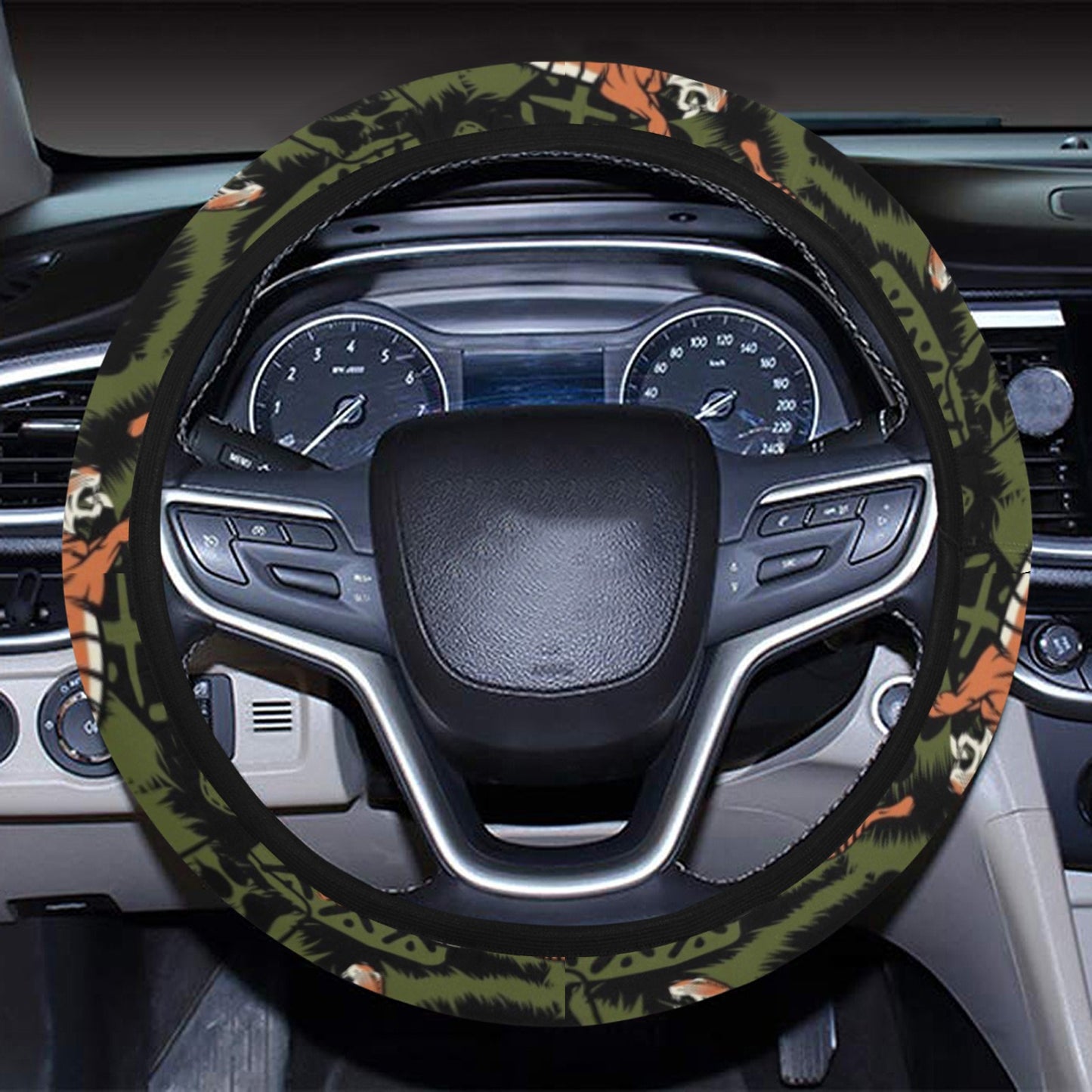 Tiger Pattern Print Design LKS303 Steering Wheel Cover with Elastic Edge