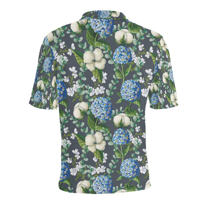Hydrangea Pattern Print Design 02 Men Polo Shirt