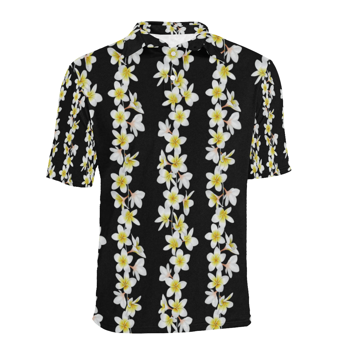 White Plumeria Pattern Print Design PM08 Men Polo Shirt