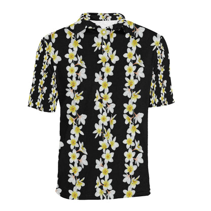 White Plumeria Pattern Print Design PM08 Men Polo Shirt