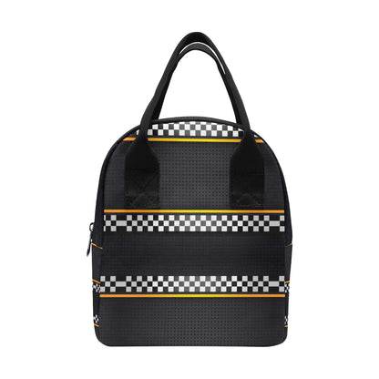 Checkered Flag Yellow Line Style Insulated Lunch Bag