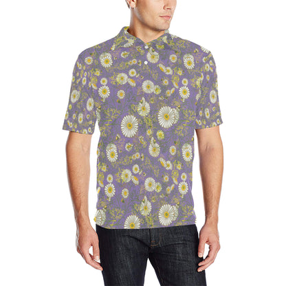 Daisy Pattern Print Design DS011 Men Polo Shirt