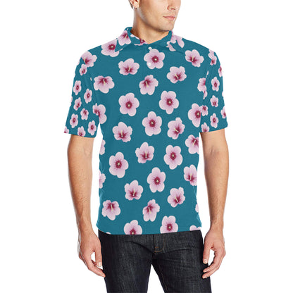 Cherry Blossom Pattern Print Design CB08 Men Polo Shirt