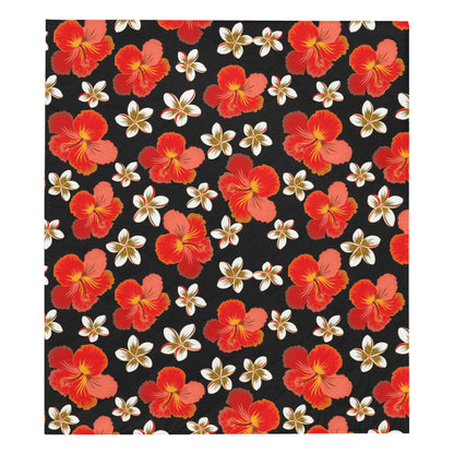 Red Hibiscus Pattern Print Design HB022 Premium Quilt