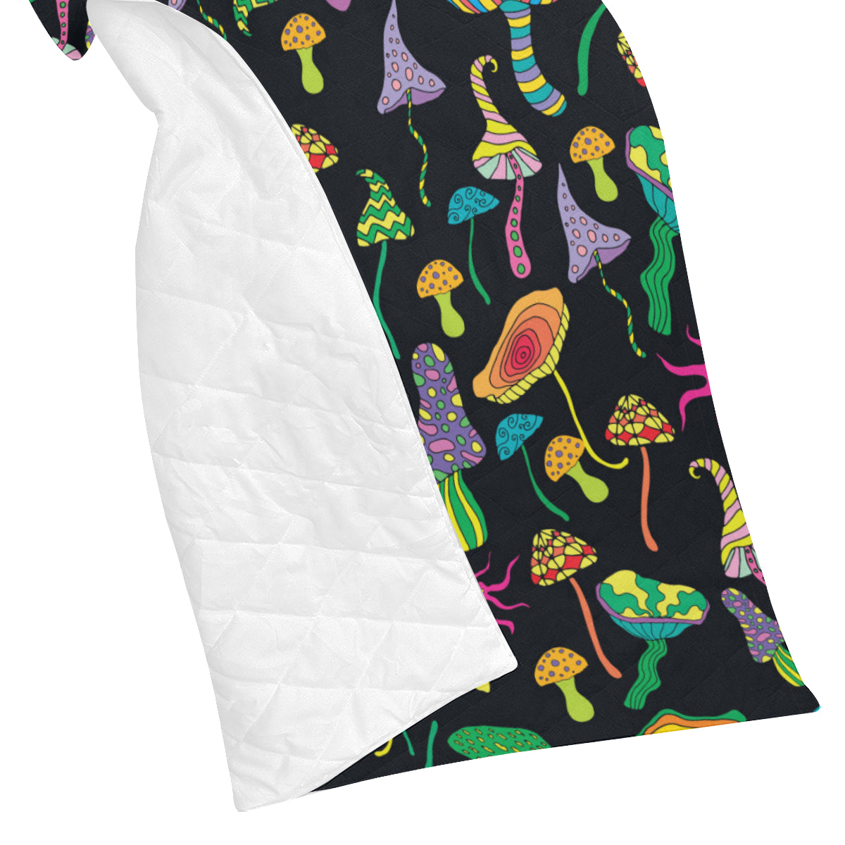 Psychedelic Mushroom Pattern Print Design A02 Premium Quilt