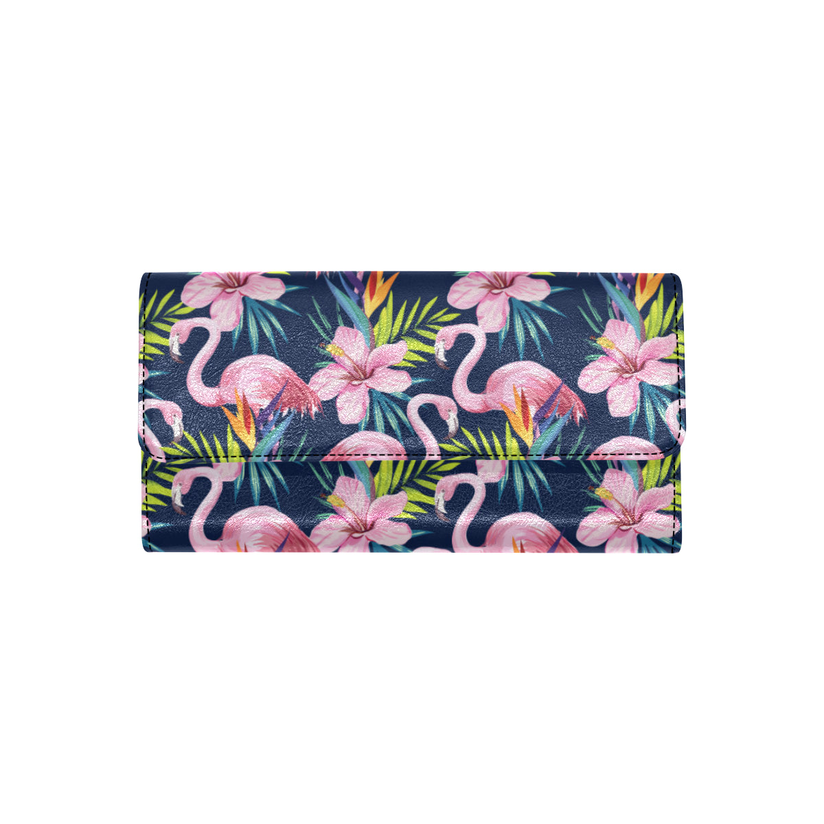 Flamingo Hibiscus Print Women's Trifold Wallet