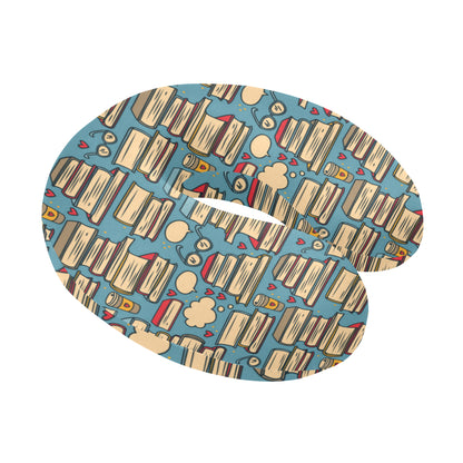 Book Pattern Print Design 03 U-Shaped Travel Neck Pillow