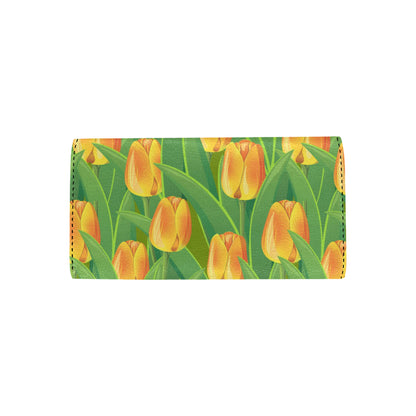 Tulip Orange Pattern Print Design TP07 Women's Trifold Wallet