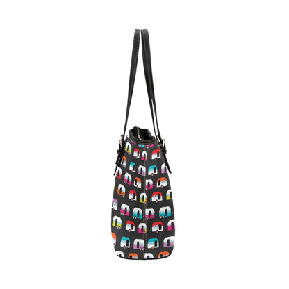 Camper Caravan Pattern Leather Tote Bag