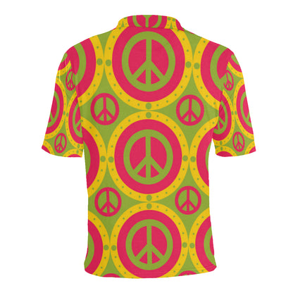 Peace Sign Pattern Print Design A01 Men Polo Shirt