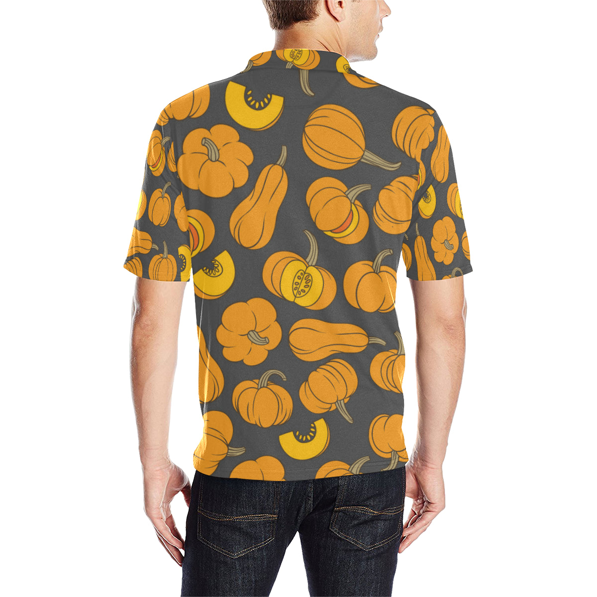 Pumpkin Pattern Print Design A03 Men Polo Shirt