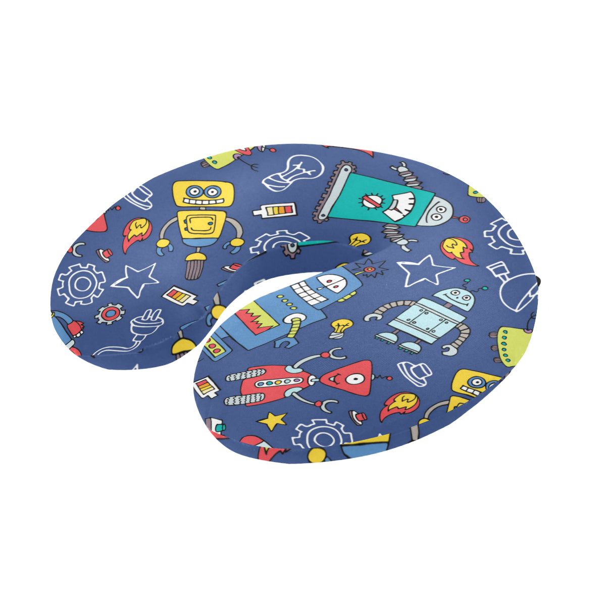 Robot Pattern Print Design A03 U-Shaped Travel Neck Pillow