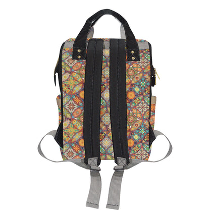 Mandala Flower Themed Design Print Diaper Bag Backpack