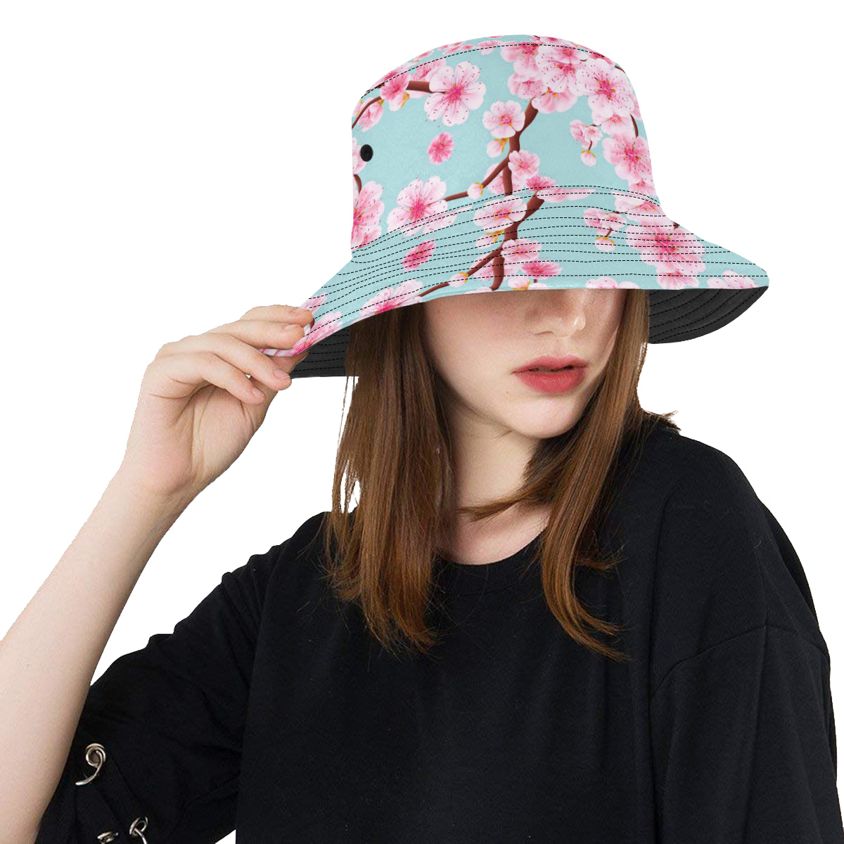 Cherry Blossom Pattern Print Design CB04 Unisex Bucket Hat