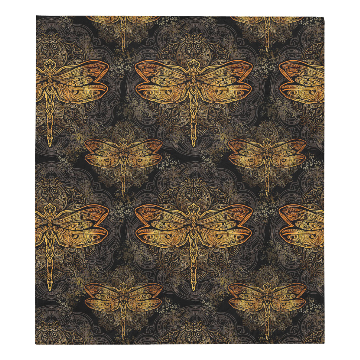Gold Dragonfly Mandala Premium Quilt