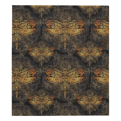 Gold Dragonfly Mandala Premium Quilt