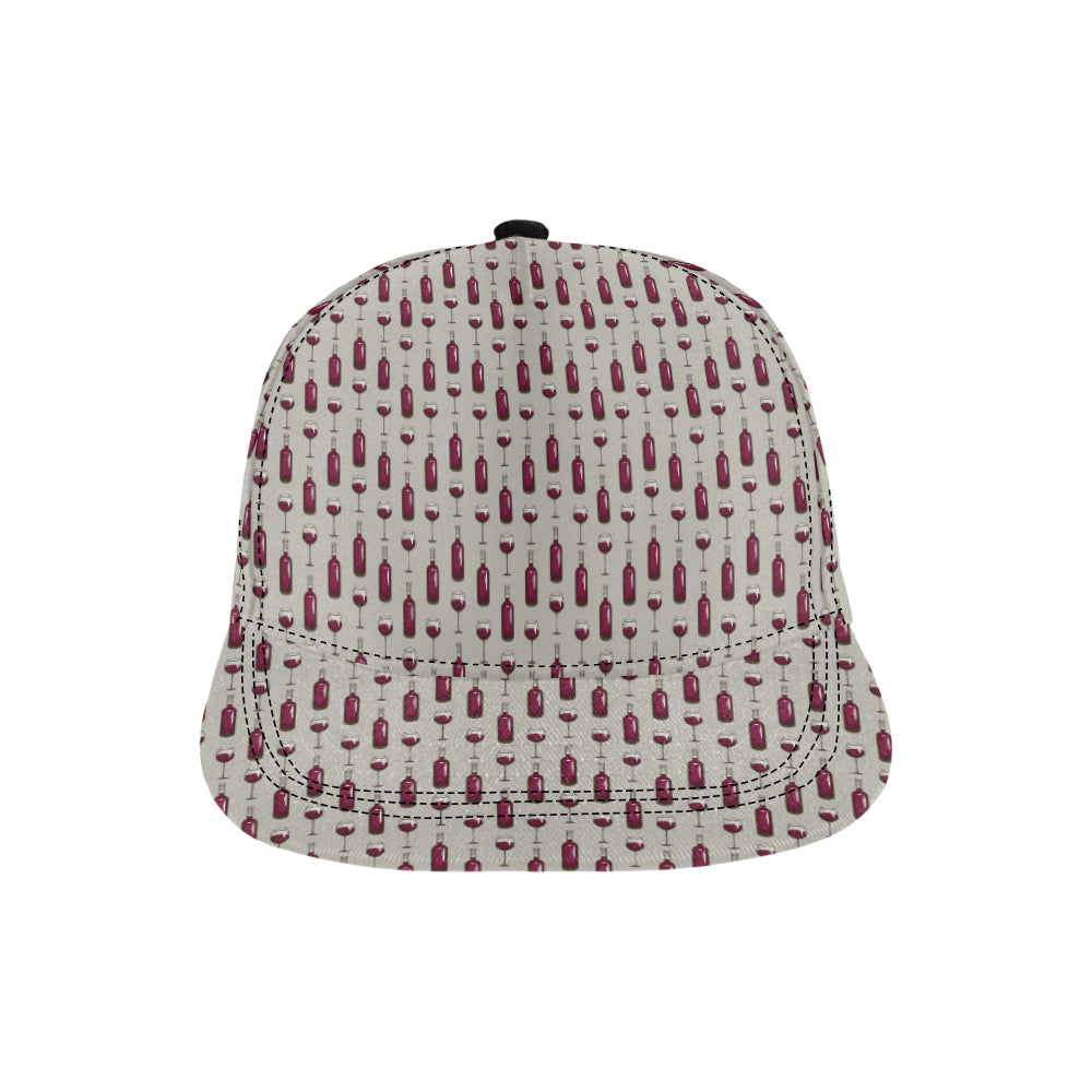 Wine Bottle Pattern Print Snapback Cap