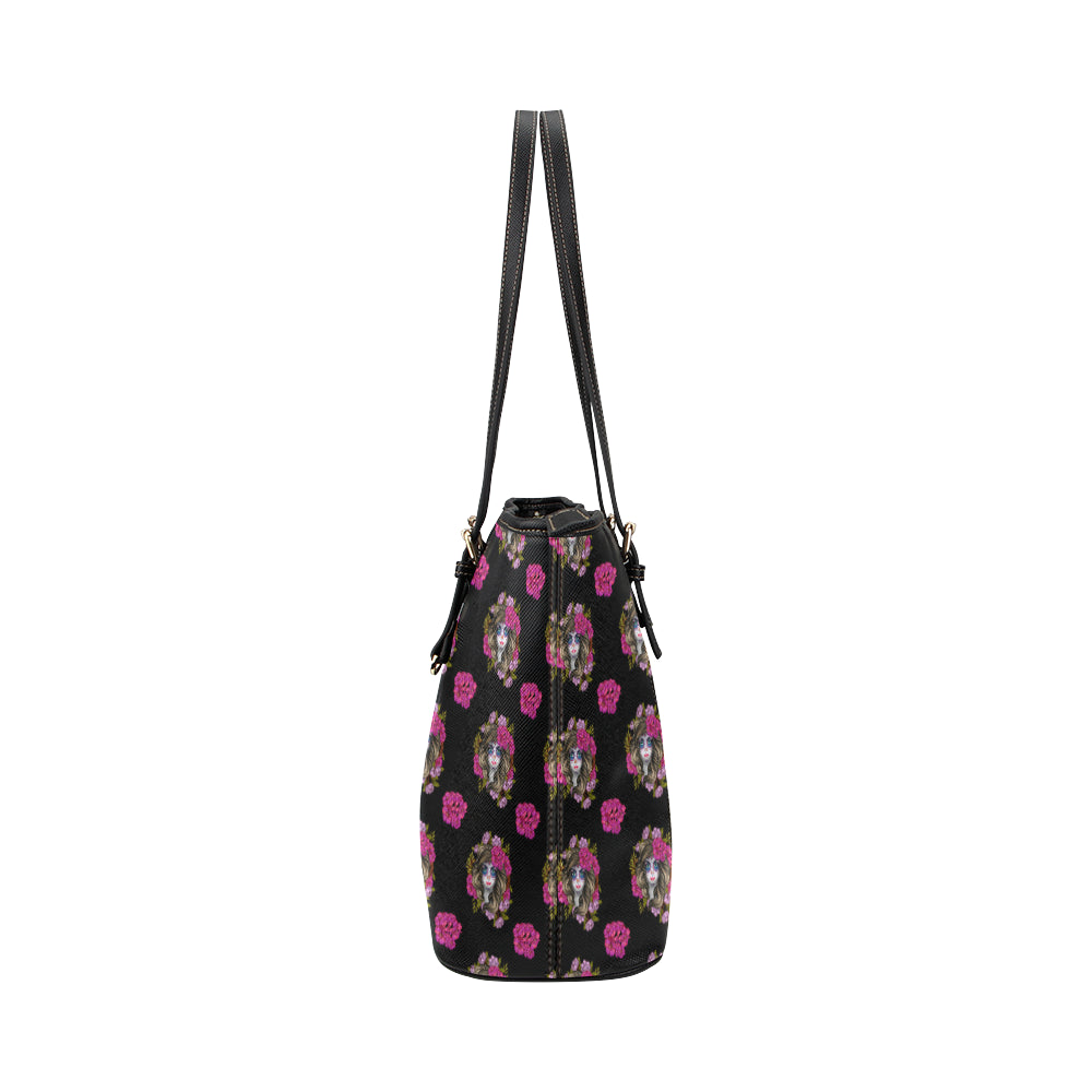Day of the Dead Makeup Girl Leather Tote Bag