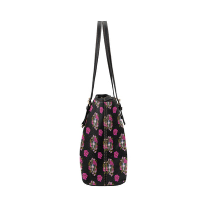Day of the Dead Makeup Girl Leather Tote Bag