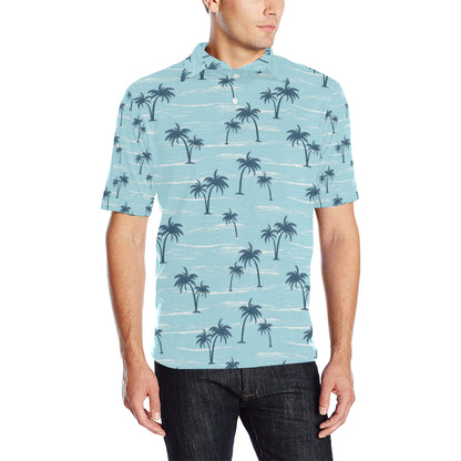 Palm Tree Pattern Print Design PT04 Men Polo Shirt