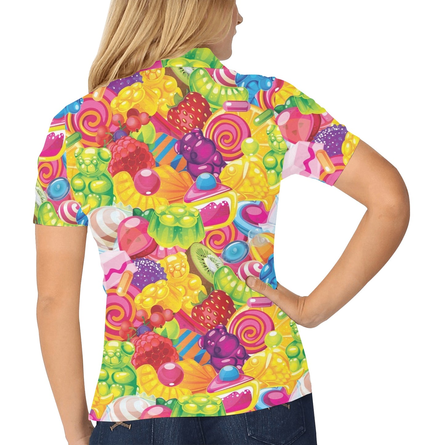 Candy Pattern Print Design CA01 Women's Polo Shirt