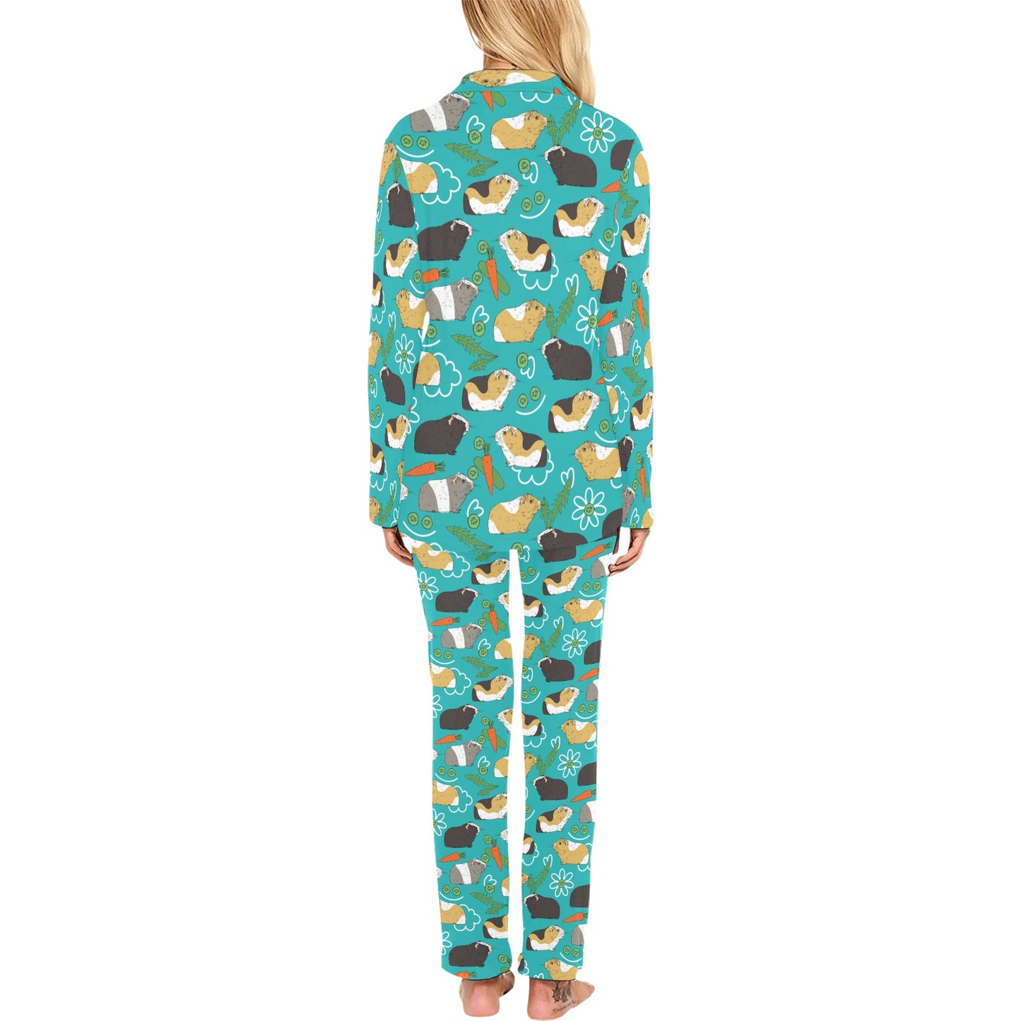 Guinea Pig Print Design LKS402 Women's Long Pajama Set