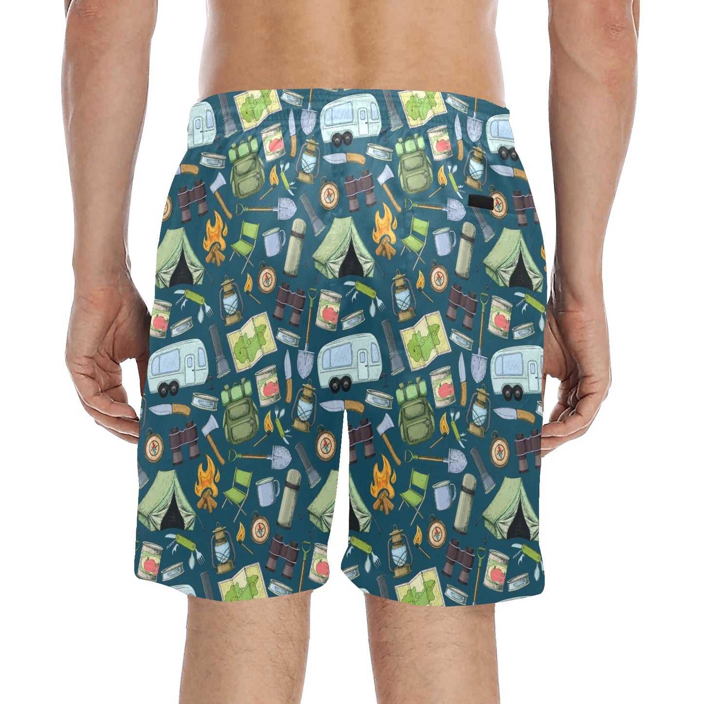 Camping Pattern Print Design 02 Men's Swim Trunks Beach Shorts