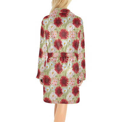 Gerberas Pattern Print Design GB07 Women's Fleece Robe
