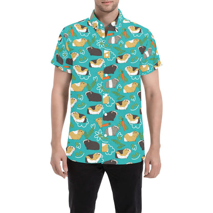 Guinea Pig Print Design LKS402 Men Short Sleeve Button Up Shirt