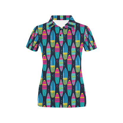 Surfboard Colorful Print Design LKS302 Women's Polo Shirt