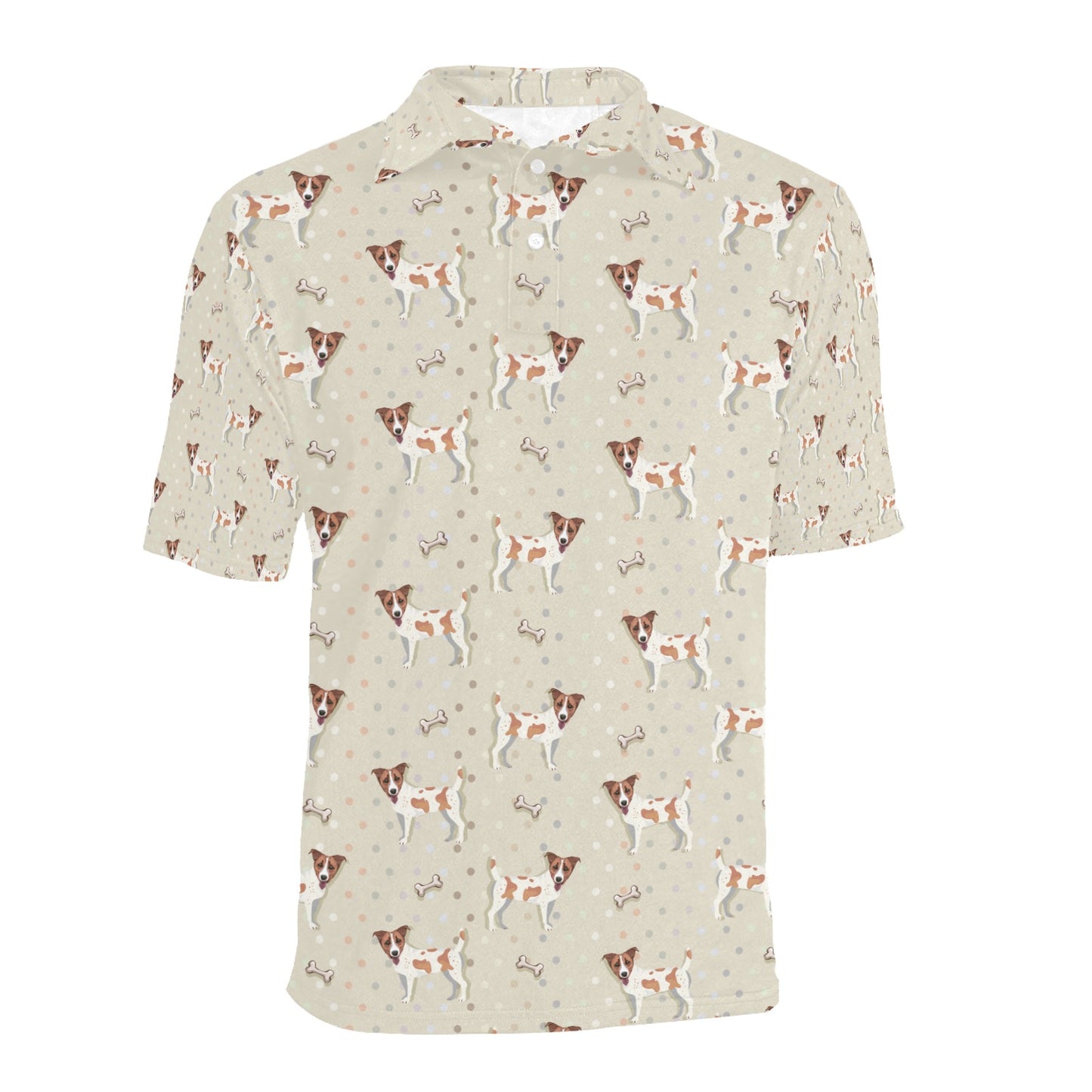 Russell Terriers With Bone Print Design LKS302 Men Polo Shirt