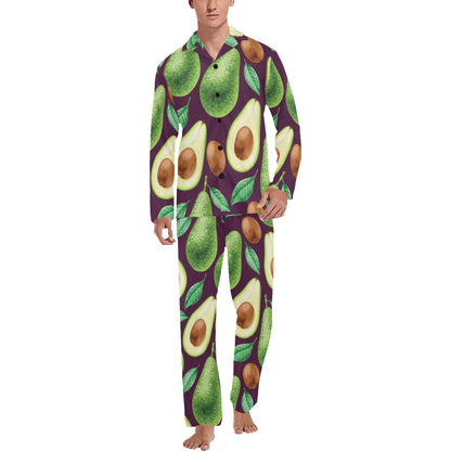 Avocado Pattern Print Design AC08 Men's Long Pajama Set