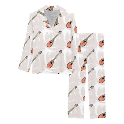 Mandolin Pattern Print Design 03 Women's Long Pajama Set