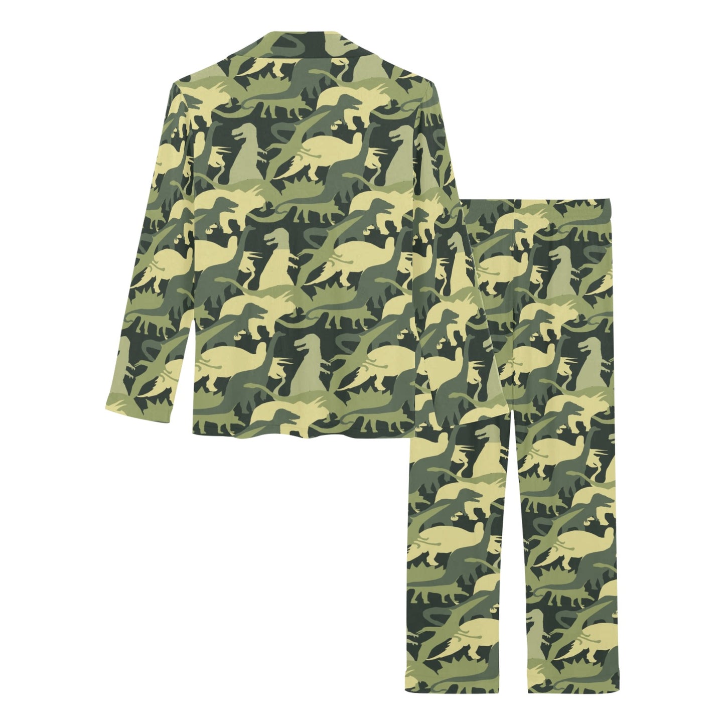 Camouflage Dinosaur Pattern Print Design 03 Women's Long Pajama Set