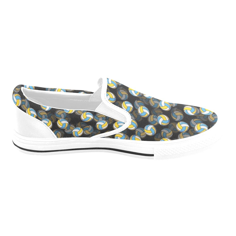Volleyball Print Design LKS302 White Slip Ons Canvas Women's Shoes