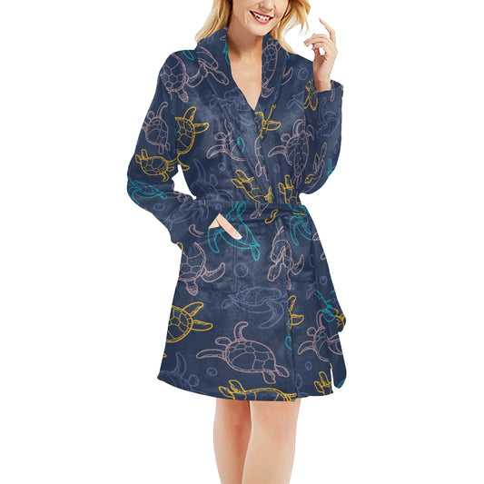 Sea Turtle Baby Print Women's Fleece Robe
