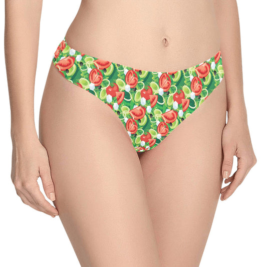 Vegan Salad Themed Design Print Women's Thongs
