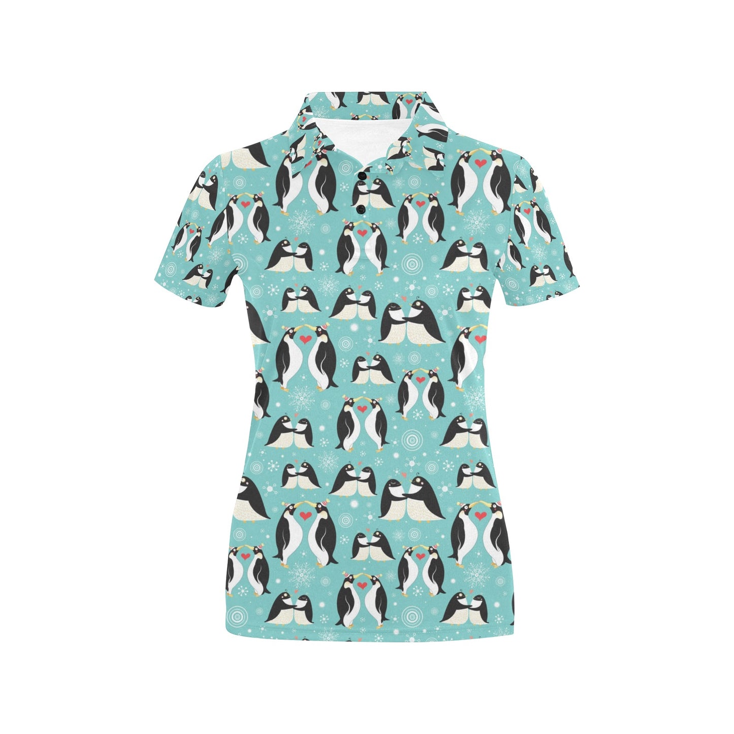 Penguin Love Print Women's Polo Shirt